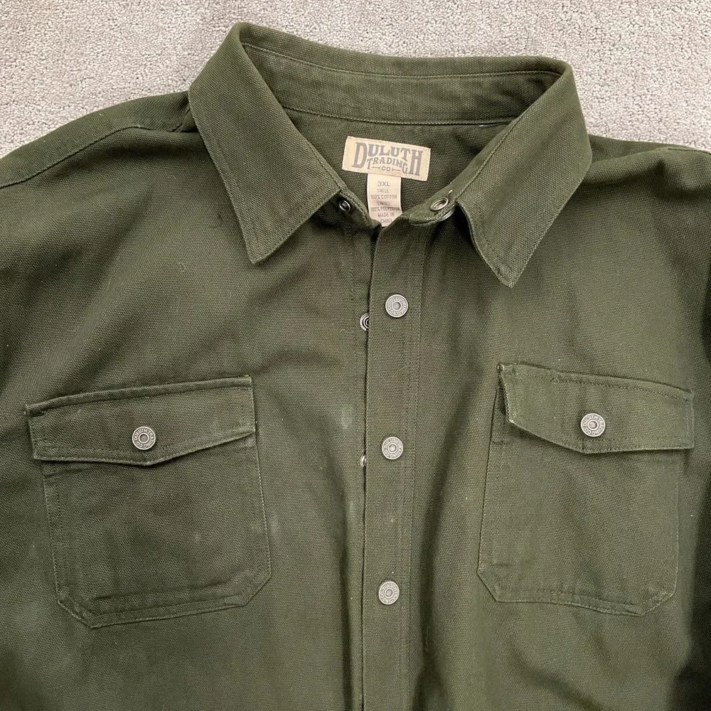 Duluth Shacket Men‎ 3XL Green Hanger Bender Fire Hose Lined Chore Shacket Work